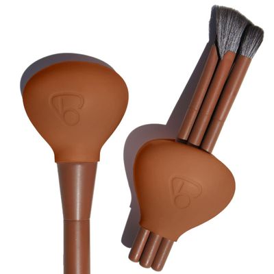 brush bubble Original Silicone Makeup Brush Covers for Travel, A Storage & Organizer Case for Brushes to protect Makeup Bag, Universal Design For Single & Multi-fit, Brown, 2 Pack Set