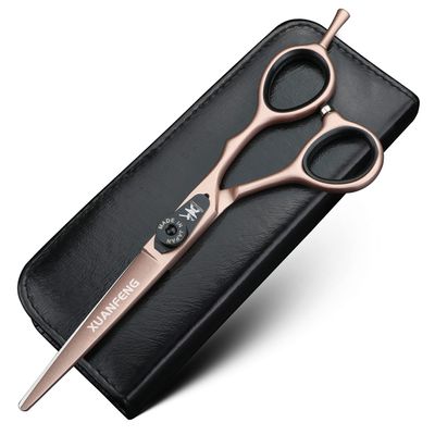 XUANFENG 6 inch pink professional hair scissors 9cr18q steel cutting and thinning scissors are suitable for salon hairdressers, men, women, children and adults (Cutting scissors)