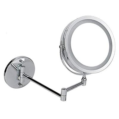 16 White Light LED Make Up Mirror 10x Desktop Countertop Magnification 8 Inch Bathroom Wall Mounted Cosmetic Mirror
