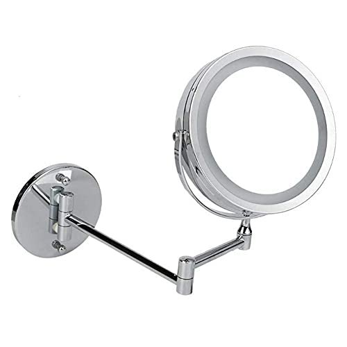 16 White Light LED Make Up Mirror 10x Desktop Countertop Magnification 8 Inch Bathroom Wall Mounted Cosmetic Mirror