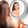 16 White Light LED Make Up Mirror 10x Desktop Countertop Magnification 8 Inch Bathroom Wall Mounted Cosmetic Mirror view 4