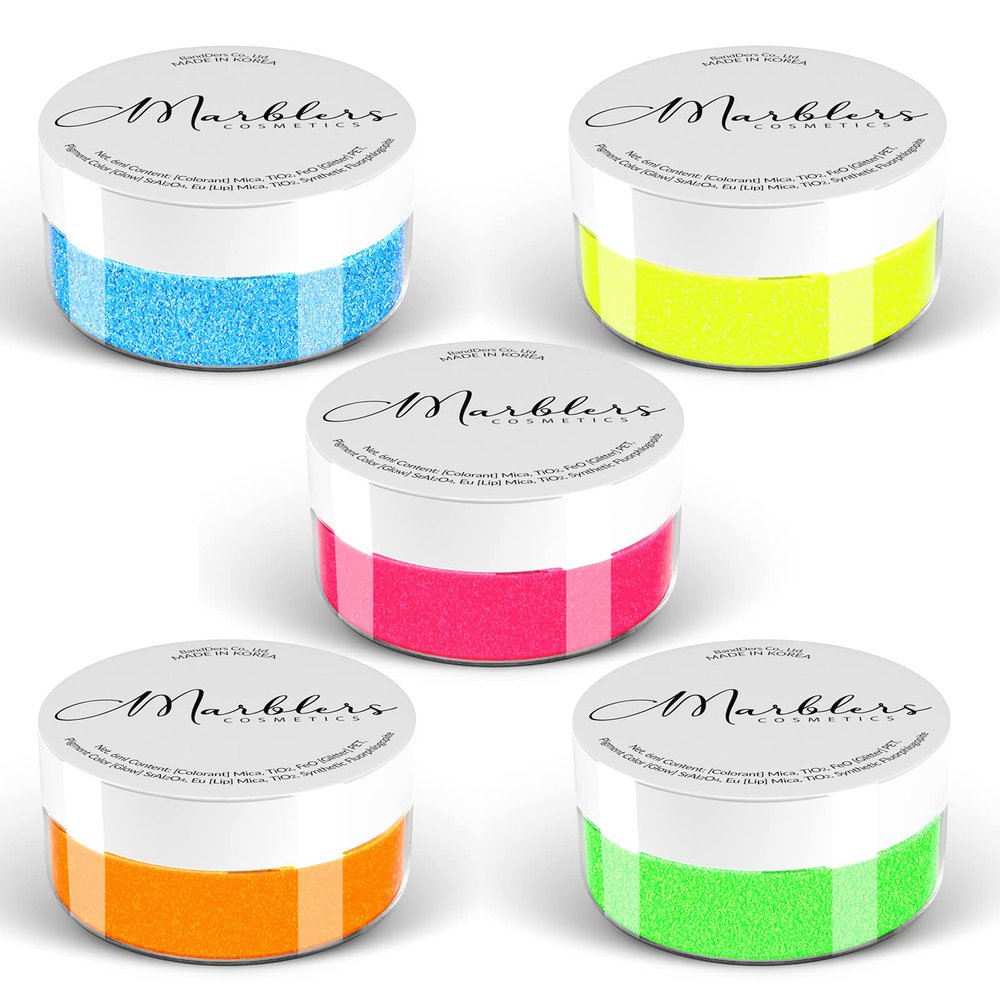 MARBLERS Cosmetic Grade Fine Glitter 5-Pack [Neon Max] 0.90oz (25g) | Non-Toxic | Vegan | Cruelty-Free | Eyeshadow, Nail Polish, Nail Art | Festival, Rave & Party Makeup | Body & Face