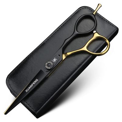 XUANFENG 6 inch Gold Professional Hair Scissors 9cr18 Steel Cutting and thinning Scissors are Suitable for Salon Hairdressers, Men, Women, Children and Adults (2 PCS) (Cutting Scissors)
