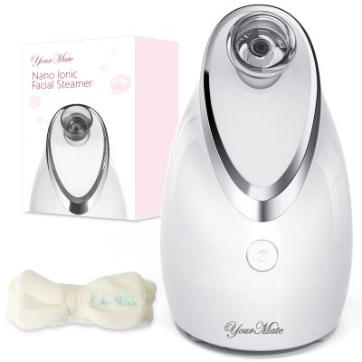 YourMate Facial Steamer Nano Ionic Face Steamer, Adjustable Nozzle with Aromatherapy Warm Mist for Sinuses Moisturizing Humidifier Unclogs Pores, Homeuse Vaporizador Facial (White)