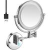 8" Wall Mounted Makeup Mirror with Lights LED 5X Wall Makeup Vanity Mirror Double Sided,Touch Button and Adjustable Light,Shaving Makeup in Bedroom or Bathroom USB Rechargechrome(Noir) (Chrome ) view 1