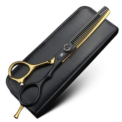 XUANFENG 6 inch Gold Professional Hair Scissors 9cr18 Steel Cutting and thinning Scissors are Suitable for Salon Hairdressers, Men, Women, Children and Adults (2 PCS) (Thinning Scissors)