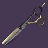 XUANFENG 6 inch Gold Professional Hair Scissors 9cr18 Steel Cutting and thinning Scissors are Suitable for Salon Hairdressers, Men, Women, Children and Adults (2 PCS) (Thinning Scissors) view 2
