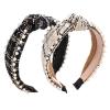 2 Pcs Elegant Beaded Headband for Women Fashion Black White Knotted Pearl Hair Headband for Girls view 2