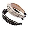 2 Pcs Elegant Beaded Headband for Women Fashion Black White Knotted Pearl Hair Headband for Girls view 3