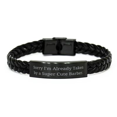 Cheap Barber Braided Leather Bracelet, Sorry I'm, Gifts for Coworkers, Present from Friends, Engraved Bracelet for Barber, Haircut, Hairstyle, Beard, Mustache, Razor, Clippers, Scissors, Styling
