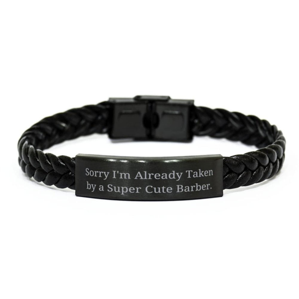 Cheap Barber Braided Leather Bracelet, Sorry I'm, Gifts for Coworkers, Present from Friends, Engraved Bracelet for Barber, Haircut, Hairstyle, Beard, Mustache, Razor, Clippers, Scissors, Styling