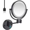 8" Wall Mounted Makeup Mirror with Lights LED 5X Wall Makeup Vanity Mirror Double Sided,Touch Button and Adjustable Light,Shaving Makeup in Bedroom or Bathroom USB Rechargechrome(Noir) (Noir ) view 1