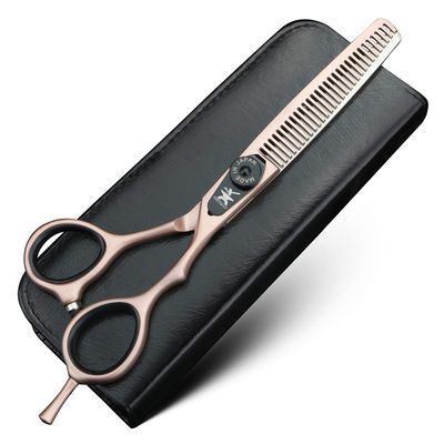 XUANFENG 6 inch pink professional hair scissors 9cr18q steel cutting and thinning scissors are suitable for salon hairdressers, men, women, children and adults (Thinning scissors)