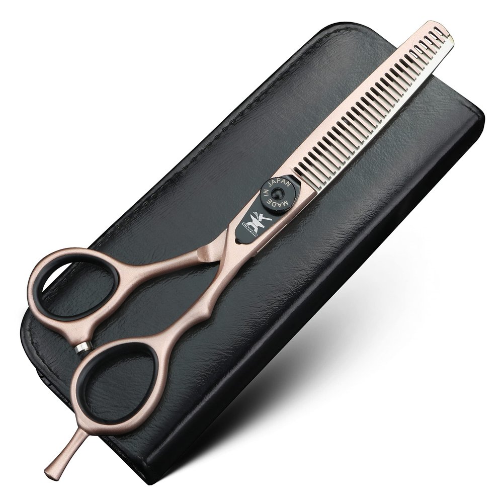 XUANFENG 6 inch pink professional hair scissors 9cr18q steel cutting and thinning scissors are suitable for salon hairdressers, men, women, children and adults (Thinning scissors)