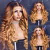 13x4 Highlight Ombre Blonde Lace Frontal Wig Brazilian Body Wave HD Transparent Lace Front Human Hair Wig Pre Plucked For Women Bleached Knots 150% Density 24Inch view 1