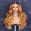 13x4 Highlight Ombre Blonde Lace Frontal Wig Brazilian Body Wave HD Transparent Lace Front Human Hair Wig Pre Plucked For Women Bleached Knots 150% Density 24Inch view 2