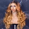 13x4 Highlight Ombre Blonde Lace Frontal Wig Brazilian Body Wave HD Transparent Lace Front Human Hair Wig Pre Plucked For Women Bleached Knots 150% Density 24Inch view 3