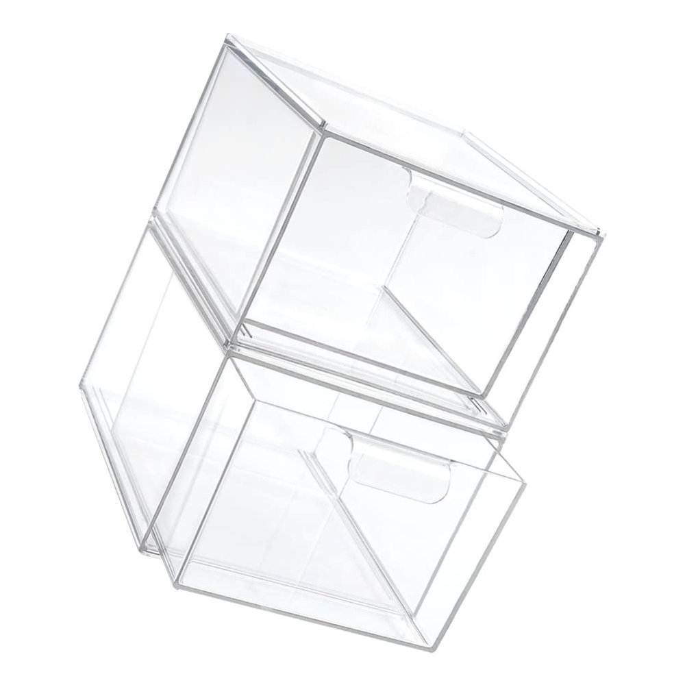Homoyoyo 2pcs Boxes Storage Box Clothes Storage Bag Cosmetic Container Clear Makeup Stackable Organizer Drawers Stackable Drawers Organizing Glove Box The Pet Dressing Table