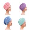 Cntqiang 4 Pieces Coral Velvet Quick Dry Hair Towel Wrap Head for Women Thicker Bath Towels (Pink PPL Blue Green) view 1