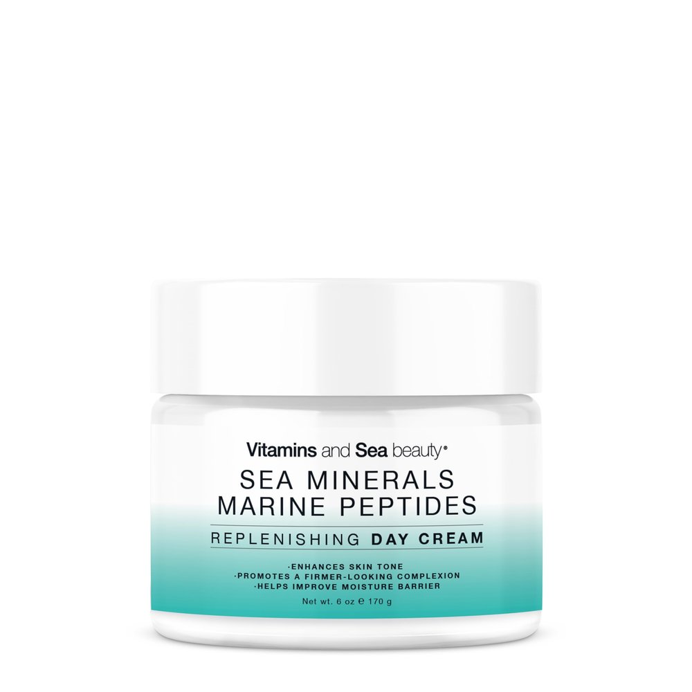 VITAMINS AND SEA BEAUTY Sea Mineral and Peptides Day Cream Anti-Aging Firming Face Moisturizer for Fine Lines and Wrinkles, Sagging Skin, 6 Fl Oz