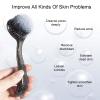 3 Pcs Large Handheld Face Scrubber, Beomeen Facial Cleansing Brush Charcoal Black Bristles Face Exfoliator Cleaner Soft Brush with Lid for Gentle Deep Cleansing and Exfoliating (Black-Glitter) view 4