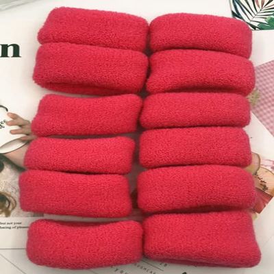 12 Pack Terry Cloth Cotton Elastic Stretchy Fuzzy Wide Thick Hair Ties Scrunchies Ties Ring Loop No Crease Seamless Hair Rubber Band Ponytail Holder Hair Accessories for Women Girl GB-JX015 (Big, red)