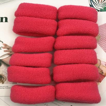 12 Pack Terry Cloth Cotton Elastic Stretchy Fuzzy Wide Thick Hair Ties Scrunchies Ties Ring Loop No Crease Seamless Hair Rubber Band Ponytail Holder Hair Accessories for Women Girl GB-JX015 (Big, red)
