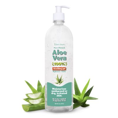 Eden Dews Organic Aloe Vera Gel 100% Pure & Natural Gel, Moisturizing, Face Skin & Hair Care, Made in USA, Unscented (1, Large (32 OZ)
