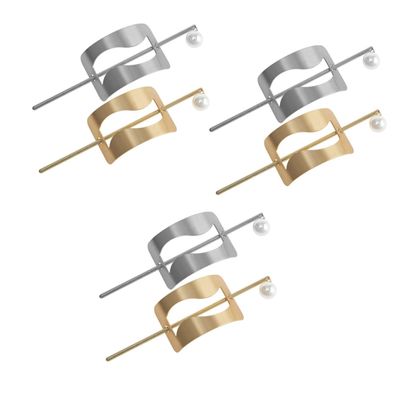 KALLORY 6pcs Chinese Ponytail Hair Pin Decorative Hair Sticks Gold Clips Bun Accessory for Girls