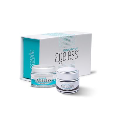Instantly Ageless Skin Care Trio Bundle Instant Face Lift Cream 25-Vial, Beauty Face Moisturizer with Collagen & Vitamin E, Anti Aging Exfoliator Facial Scrub Eye Bag Remover for Mature Skin Care