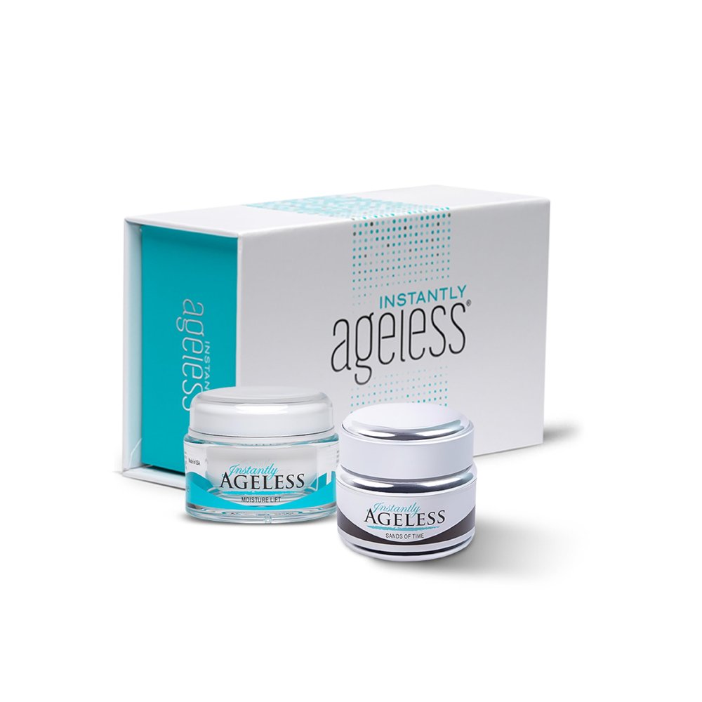 Instantly Ageless Skin Care Trio Bundle Instant Face Lift Cream 25-Vial, Beauty Face Moisturizer with Collagen & Vitamin E, Anti Aging Exfoliator Facial Scrub Eye Bag Remover for Mature Skin Care