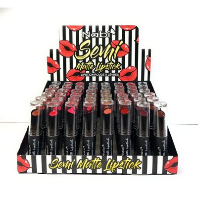 48 pcs 8 Colors Nabi Semi Matte Lipstick, Smooth Application and Wont Dry Out Lips, Included Display Box (Wholesale Lot)
