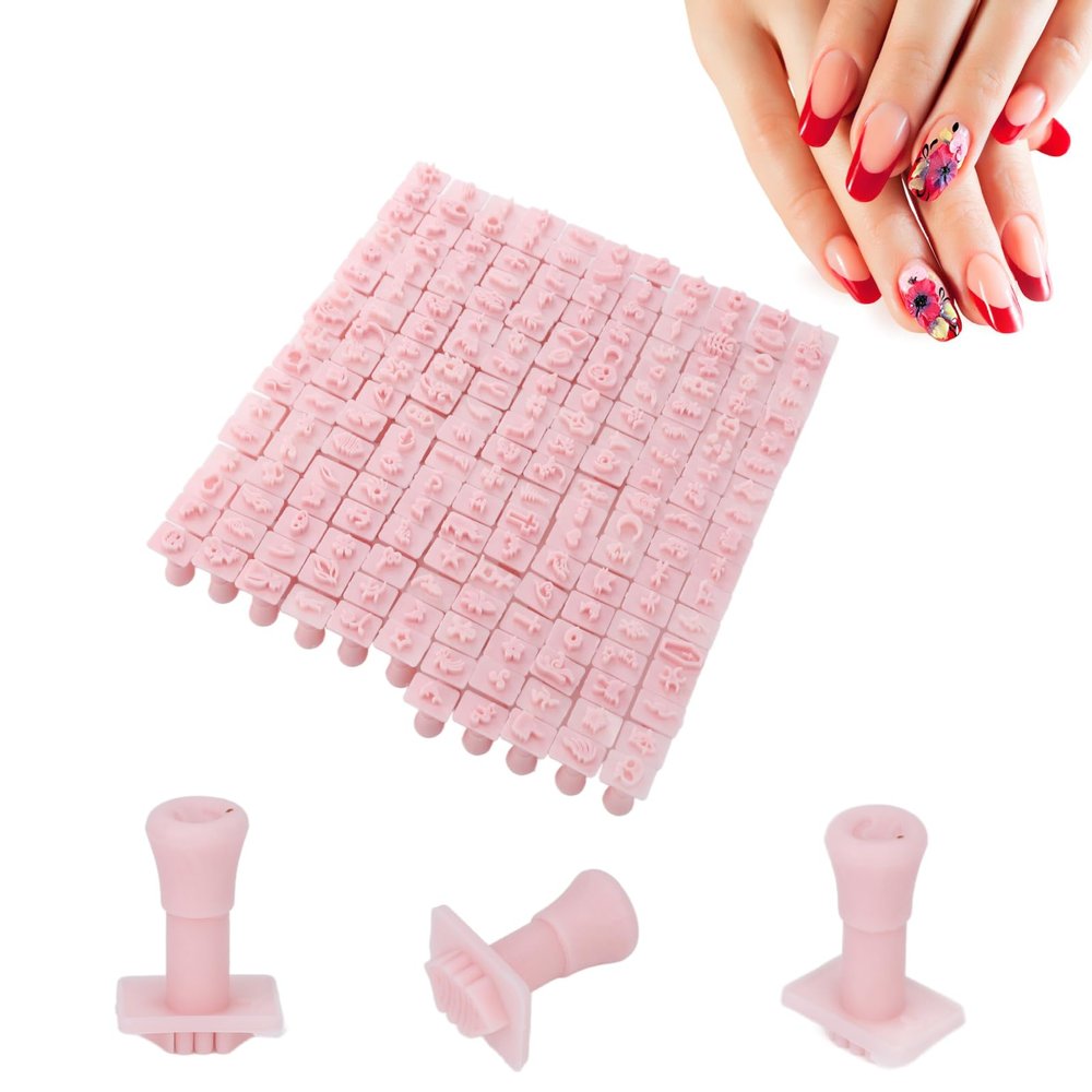 ANKROYU 192 Pattern 3D Nail Art Stamping Kit, Nail Stamper & Scraper, DIY Creative Manicure Design Tool Set for Home & Salon Use