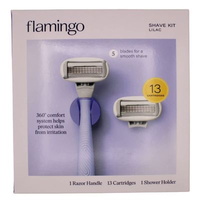 Flamingo Razor Women Shave Set with 1 Razor Handle, 13 Cartridges, 1Shower Holder
