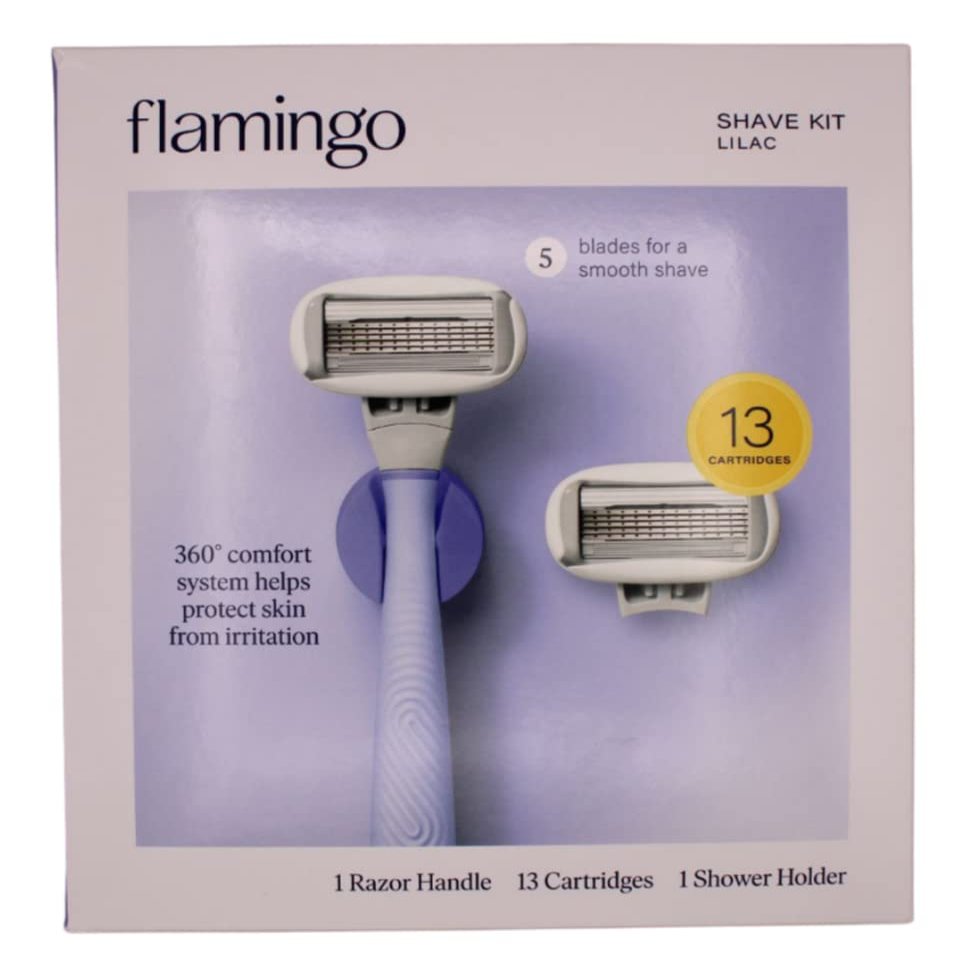 Flamingo Razor Women Shave Set with 1 Razor Handle, 13 Cartridges, 1Shower Holder