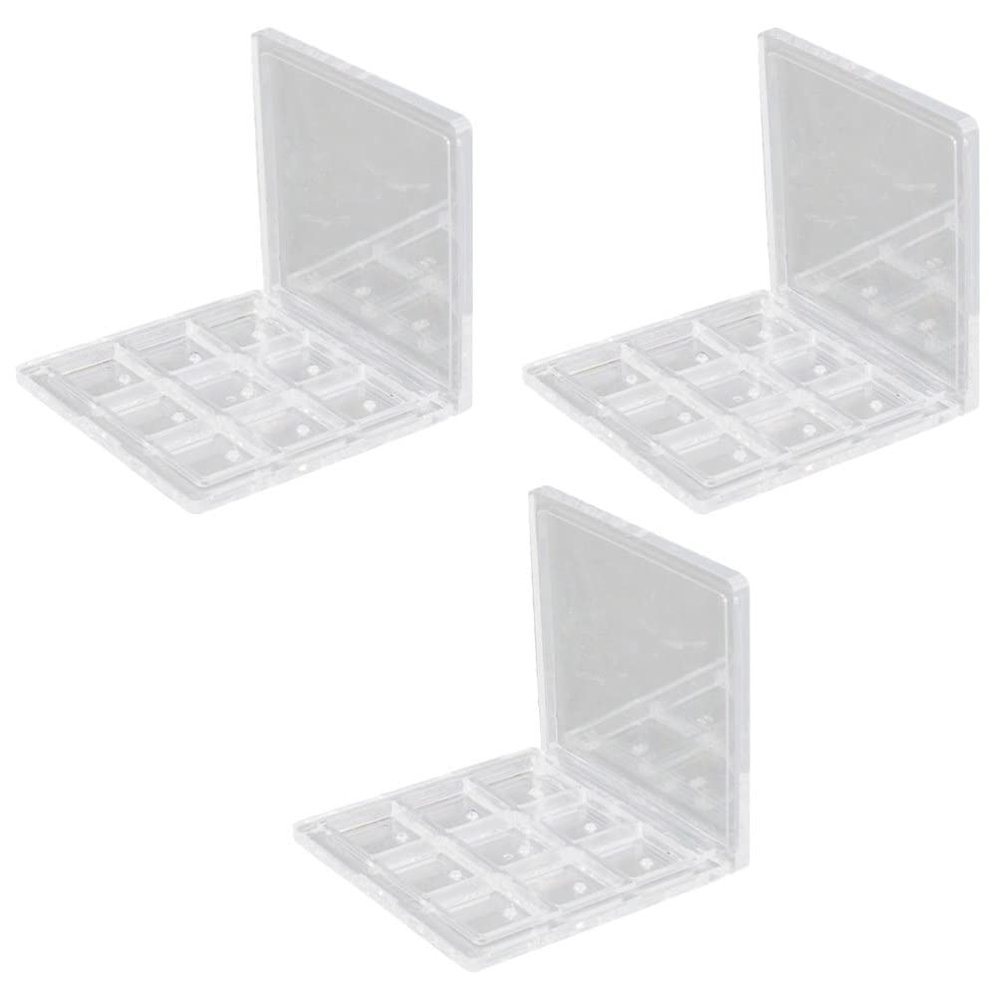 FOMIYES 3pcs Empty Eyeshadow Palette Case Compact Multi-Grid Makeup Storage for Blush Lipstick and Loose Powder Portable Design for Travel and Organization