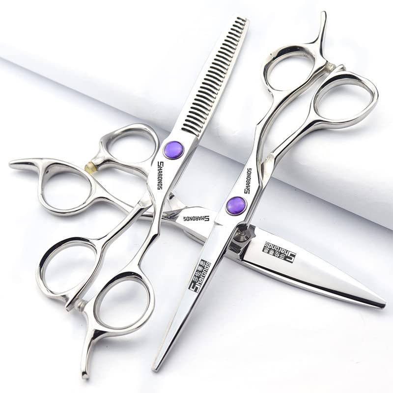 5.5/6/6.5 Inch Sharonds Hair Salon Professional Barber Scissors Hair Styler Professional Hair Styling Tools Hair Scissors Set (6 Inch 3 Pieces-B)