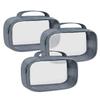 Moyad TSA Approved Clear Toiletry Bag with Handle, 3 Pack Quart Size 3-1-1 Liquids Pouch for Travel, Transparent Makeup & Cosmetic Organizer for Women Men, Grey view 1