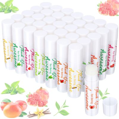 35 Pack Christmas Thank You for Being Awesome Lip Balm Gifts Moisturizer Assorted Flavors Bulk Gift Beeswax Natural Ingredients Stocking Stuffer Appreciation Party Favors for Coworkers Women Friend