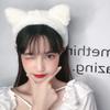 minkissy Plush Cat Ear Headband, 2pcs Furry Hair Band in White and Black, Lovely Ears Hairband Face Washing Headband for Women Girls view 2