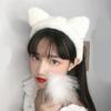 minkissy Plush Cat Ear Headband, 2pcs Furry Hair Band in White and Black, Lovely Ears Hairband Face Washing Headband for Women Girls view 4