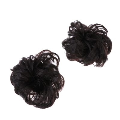 KALLORY 2pcs Synthetic Hair Bun Tool Creative Headdress for Women Girls Brownish Black Chignon Accessories for Volume and Fullness Easy to Use Hair Plate for Stylish Updos
