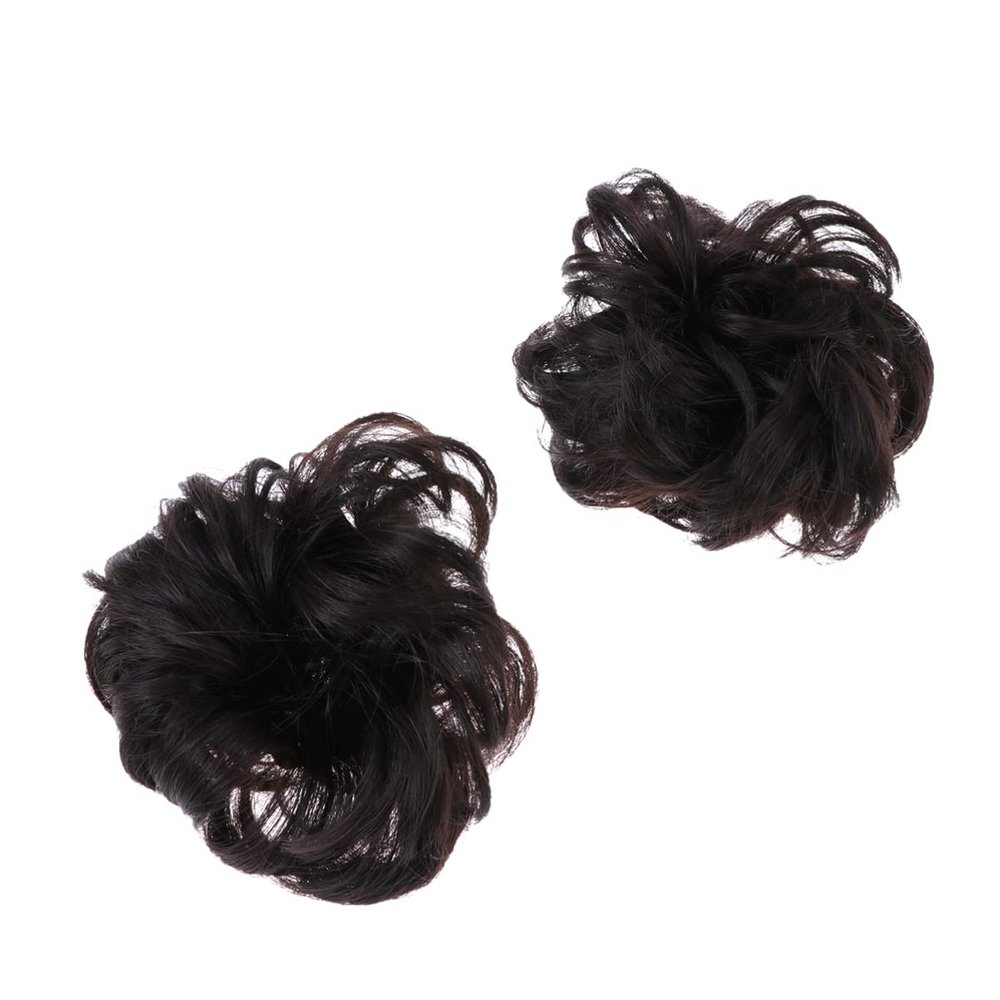 KALLORY 2pcs Synthetic Hair Bun Tool Creative Headdress for Women Girls Brownish Black Chignon Accessories for Volume and Fullness Easy to Use Hair Plate for Stylish Updos