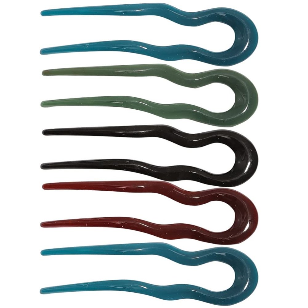 KALLORY Classic u Shaped Hairpins 5pcs Women Hair Forks Girls Buns Sticks Hair Stick Accessories Hairpin for Women French Pin