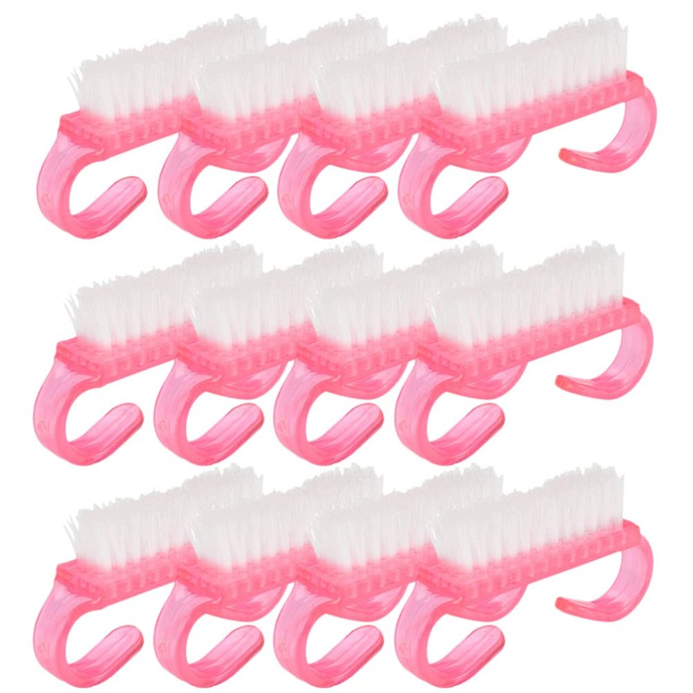 Beavorty Nail Cleaning Brush, 12pcs Hand Grip Plastic Scrubbing Brush with Soft Bristles Fingernail Cleaning Manicure Supplies for Hands Feet Nails
