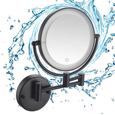 8Inch Round Wall Mount,LED Lighted Shaving Mirrors Make Up,Double-Sided Swivel Magnification Makeup Vanity Mirror(Color:Zirconiumgold,Size:3X)(Silverwhite 5X) (Black 3X)
