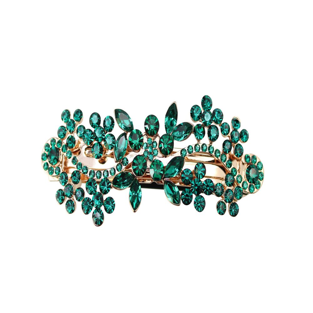 Faship Gorgeous Emerald Green Rhinestone Crystal Hair Barrette Clip