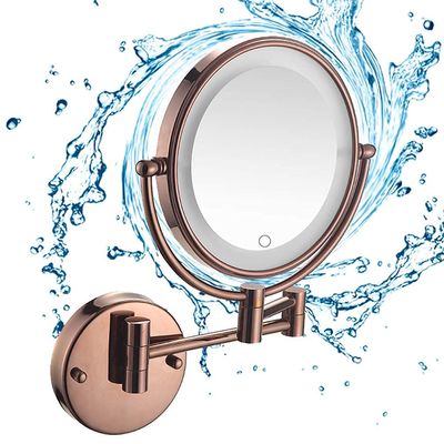 8Inch Round Wall Mount,LED Lighted Shaving Mirrors Make Up,Double-Sided Swivel Magnification Makeup Vanity Mirror(Color:Zirconiumgold,Size:3X)(Silverwhite 5X) (Rosegold 5X)