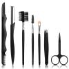 Sunuly Eyebrow Razor, 7 in 1 Brow Kit, Eyebrow Trimmer Set Including Brow Razors, Brush, Scissors, Tweezers, with Plastic Box for Women Men Eyelash Facial Grooming view 1