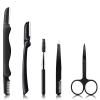 Eyebrow Razor, KAJUDA Eyebrow Kit, 5 in 1 Eyebrow Trimmer, Eyebrow Grooming Set for Women and Men, Including Comb Tweezers, Scissors, Brow Razors, Brush for Eyebrow Eyelash Extensions view 1